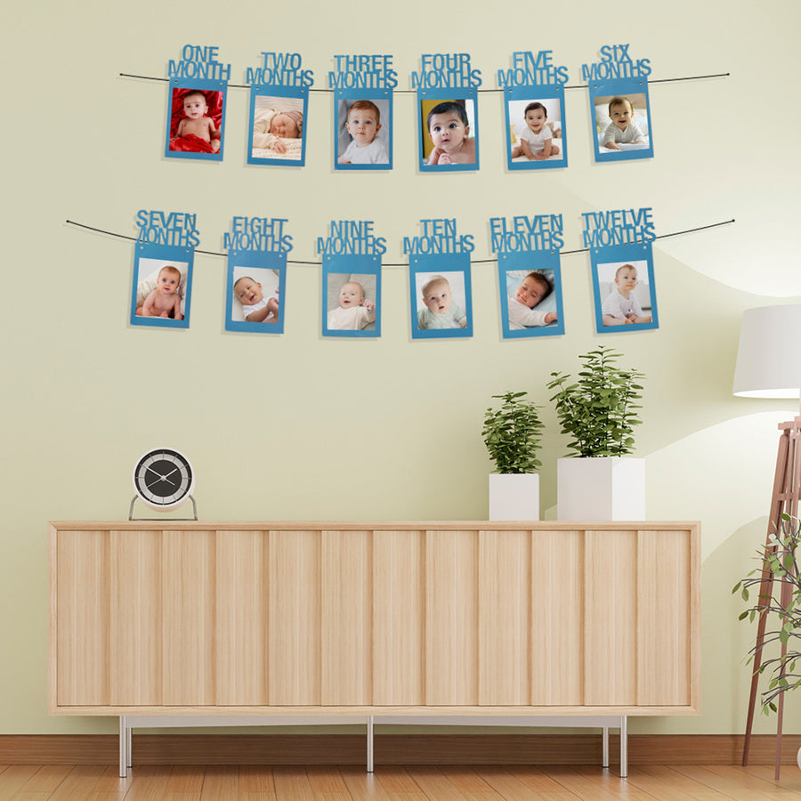 Twelve Months 1st Birthday Photo Banner