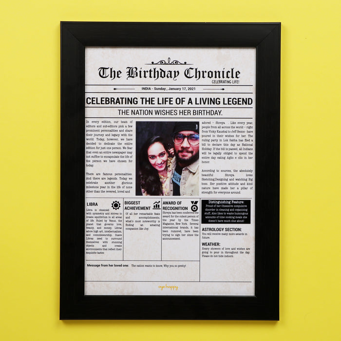 Birthday Gift Chronicle - Birthday Gift for Male Friend/Women – Oye Happy