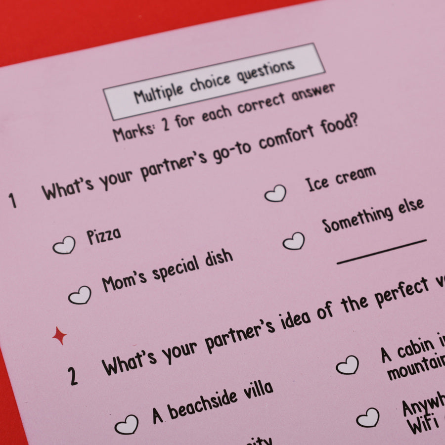 Couples Quiz Card