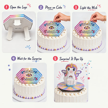 Unicorn Pop-Up Birthday Candle (Set of 2)