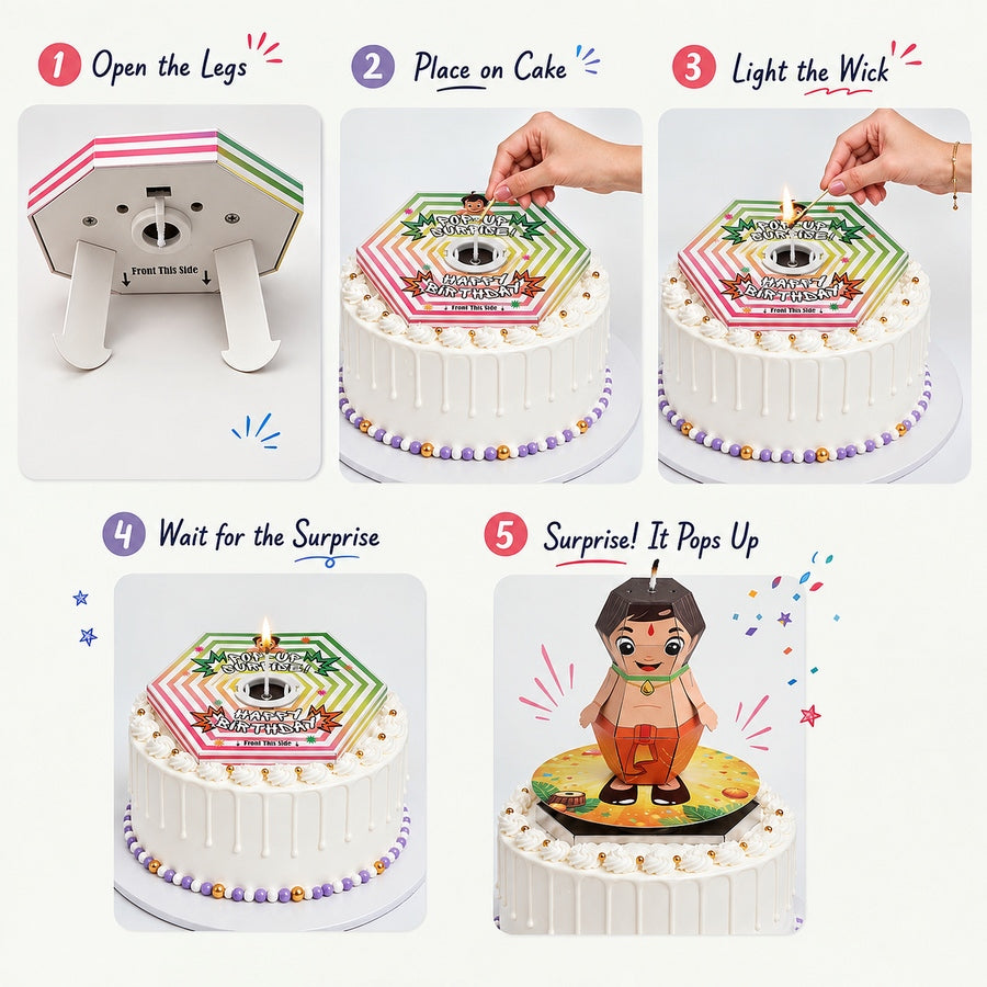Village Boy Pop-Up Birthday Candle