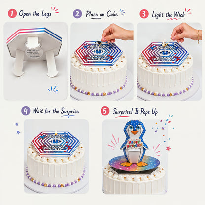 Penguin Pop-Up Birthday Candle