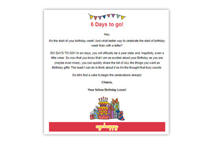 Birthday Countdown Mails