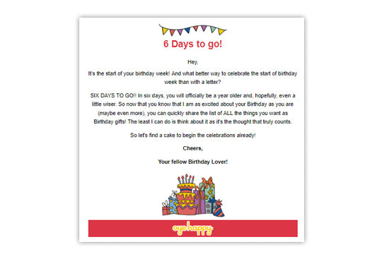 Birthday Countdown Mails