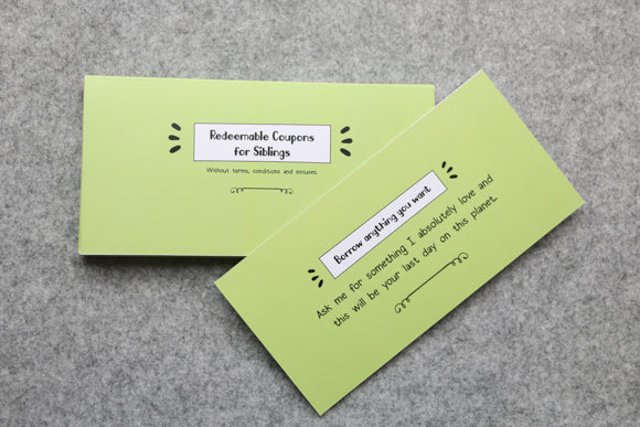 Coupons gift for sibling